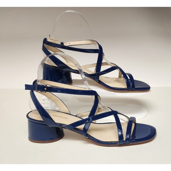 Enzo Angiolini White Patent Leather Open Toe Slip On Sandal Women's Size 8.5 M - Picture 1 of 8